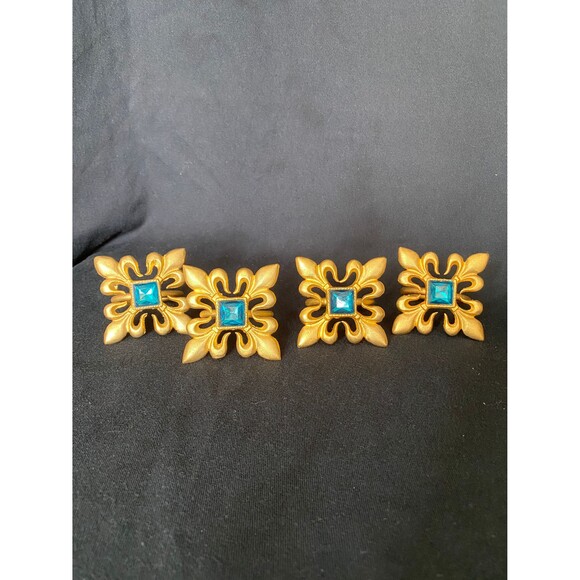 4 Gold Toned Elegant Napkin Rings - Picture 8 of 10